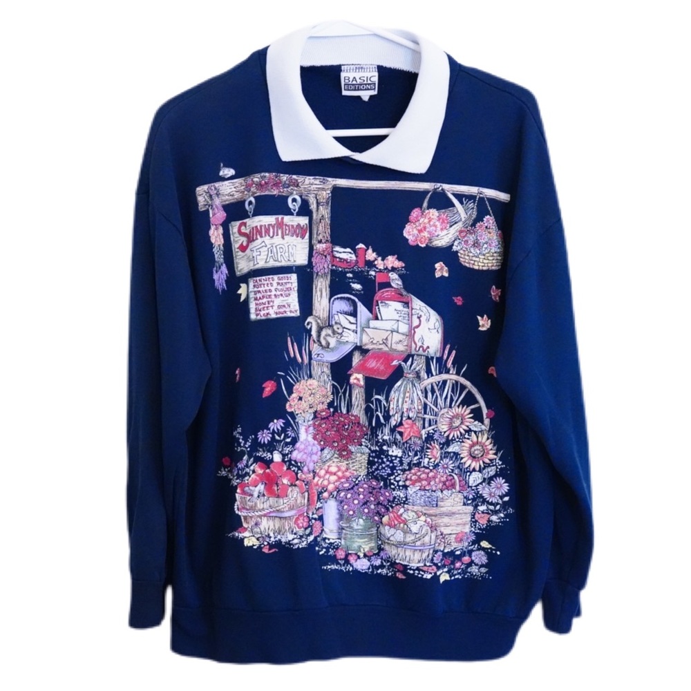 VINTAGE COLLARED FLORAL GRANDMA SWEATSHIRT